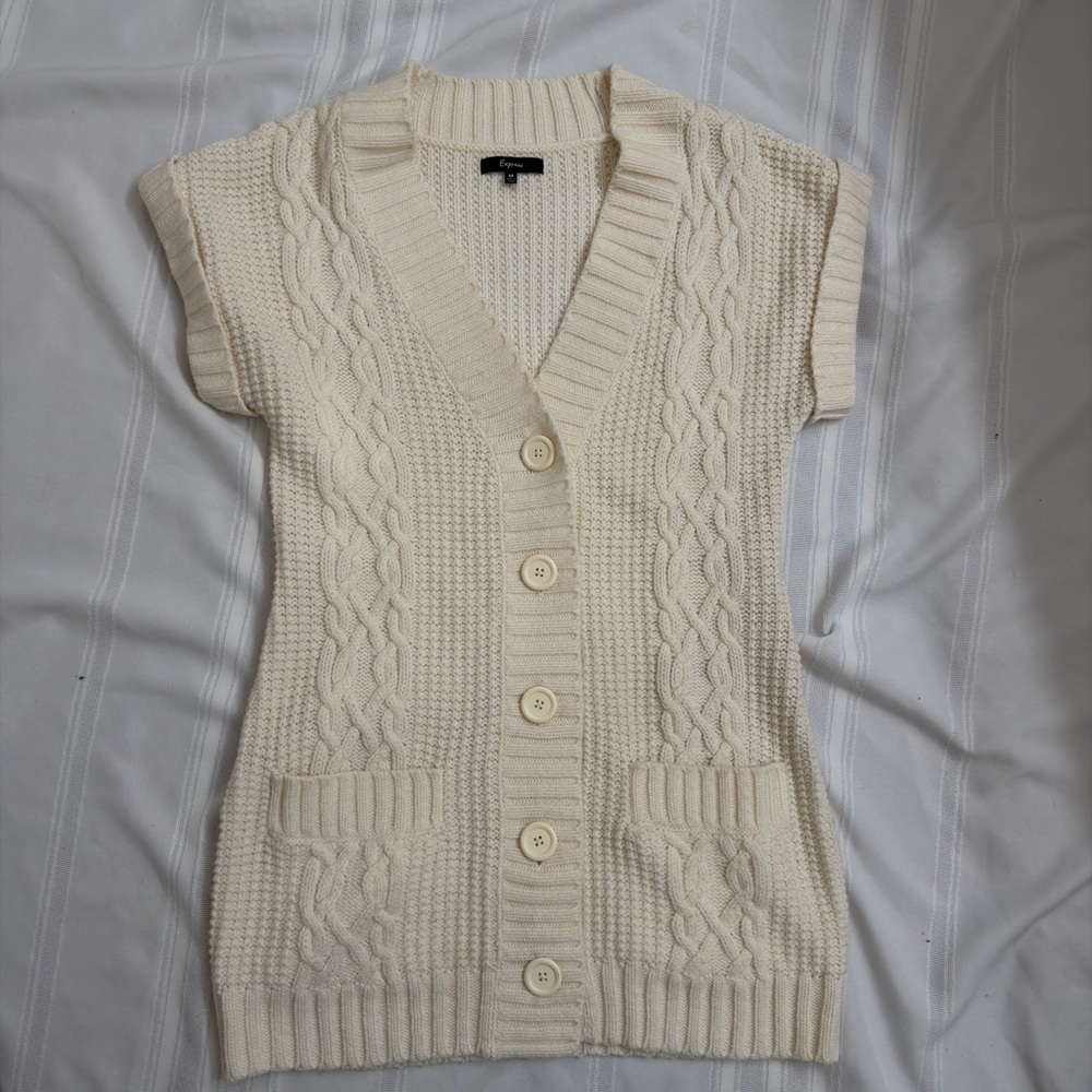 Women's Cream Cable Knit Sweater Dress or Vest